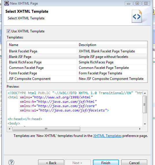 Select XHTML Template