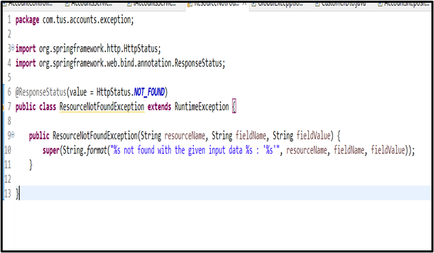 Resource Not Found Exception