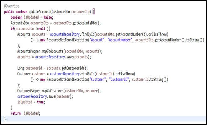 Implement updateAccount