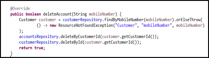 Implement deleteAccount