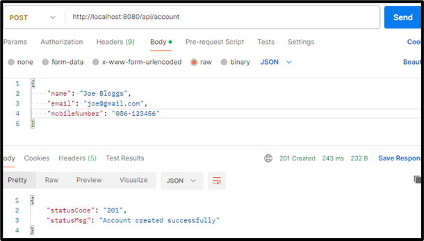 Test API Add Customer Account
