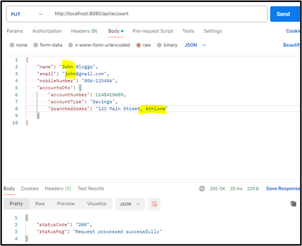 Test API Update Customer Account