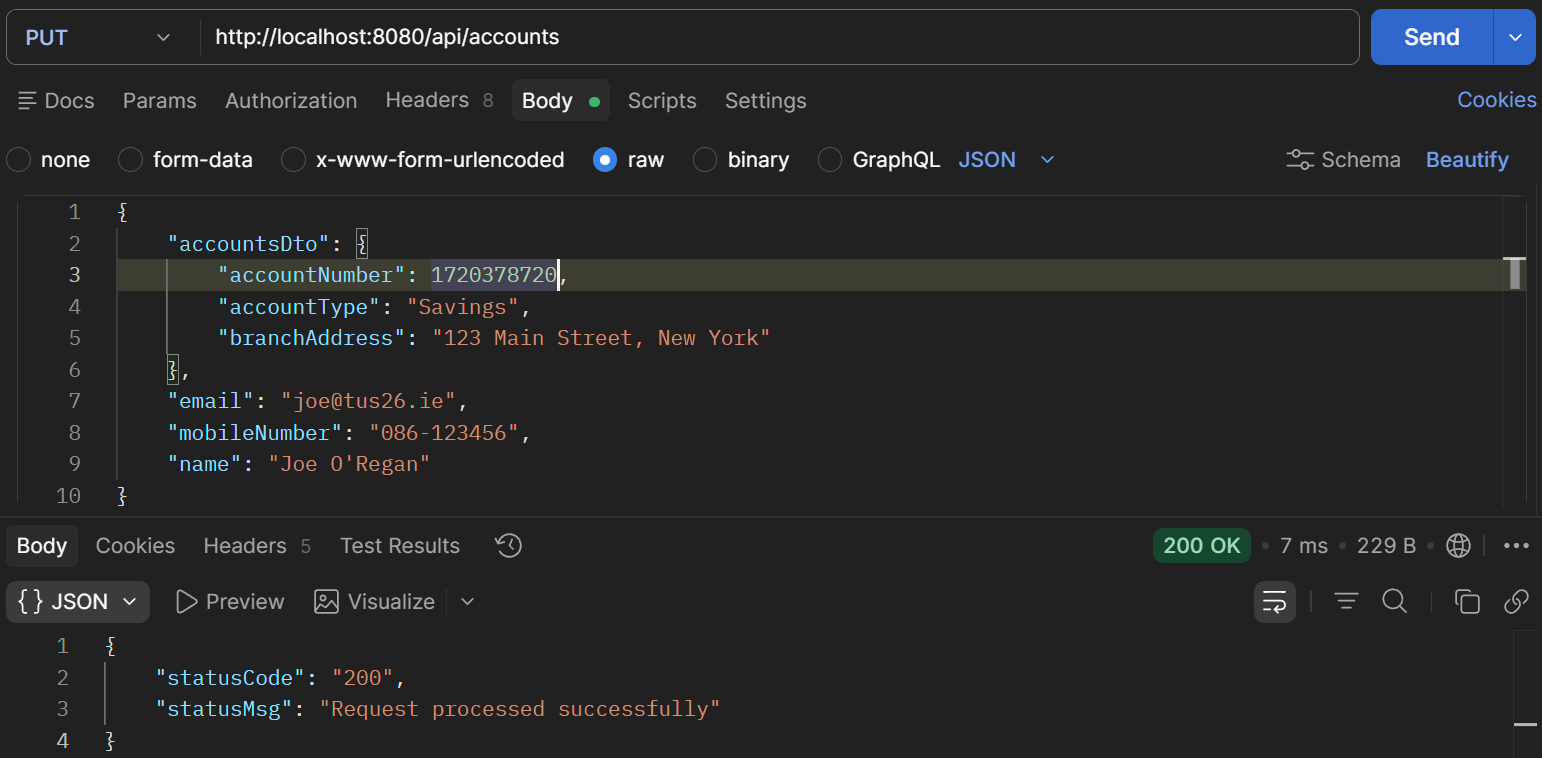 Test API Update Customer Account