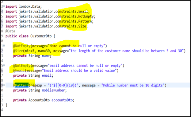 Customer DTO add validations