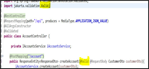 @Validated Annotation for POST