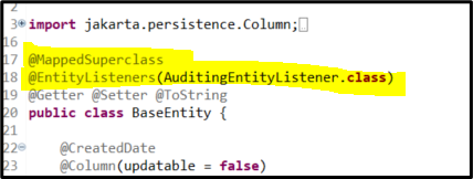 MappedSuperClass EntityListeners annotations