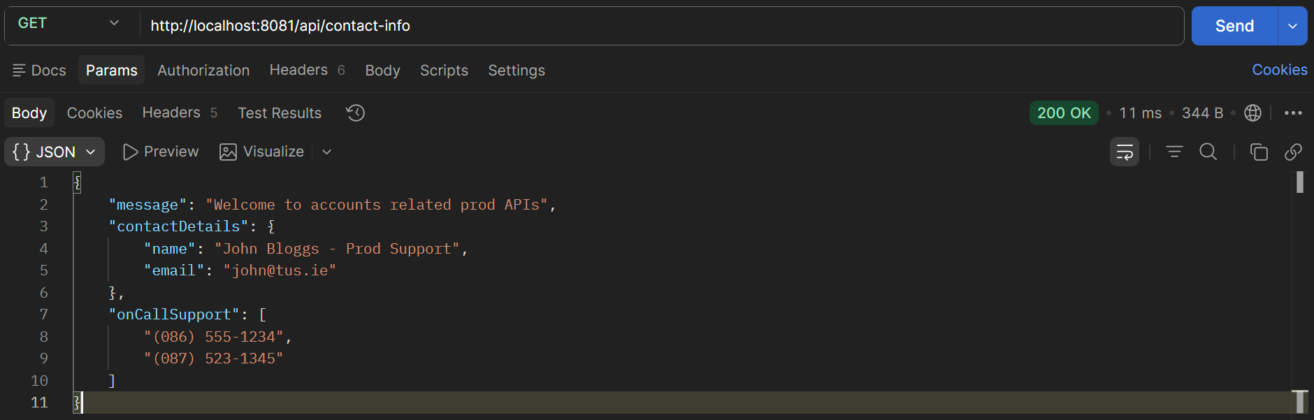 Test Using Postman config-info