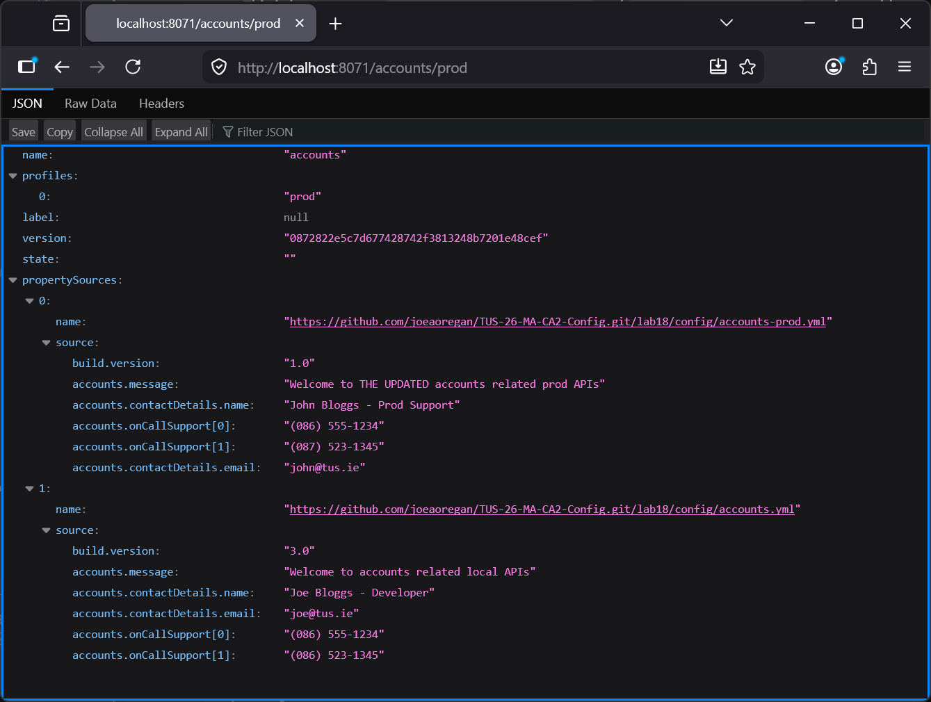 Read accounts/prod properties