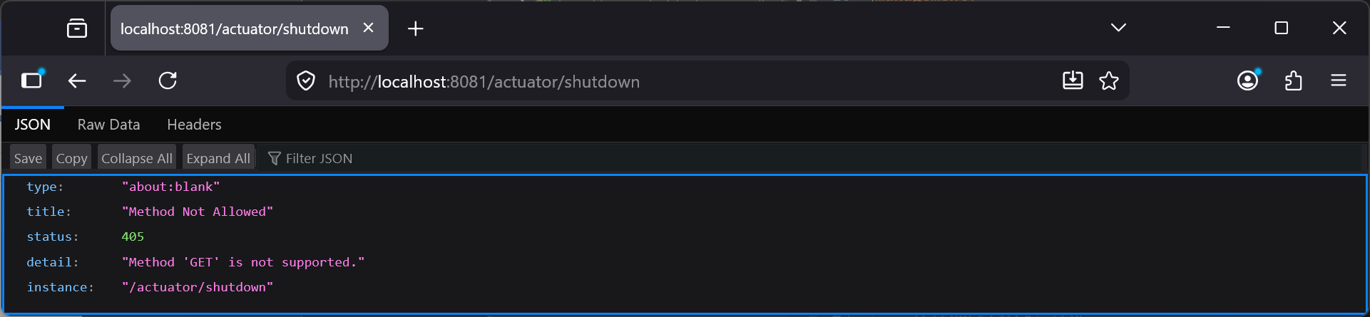 Actuator Shutdown can only be invoked with POST method