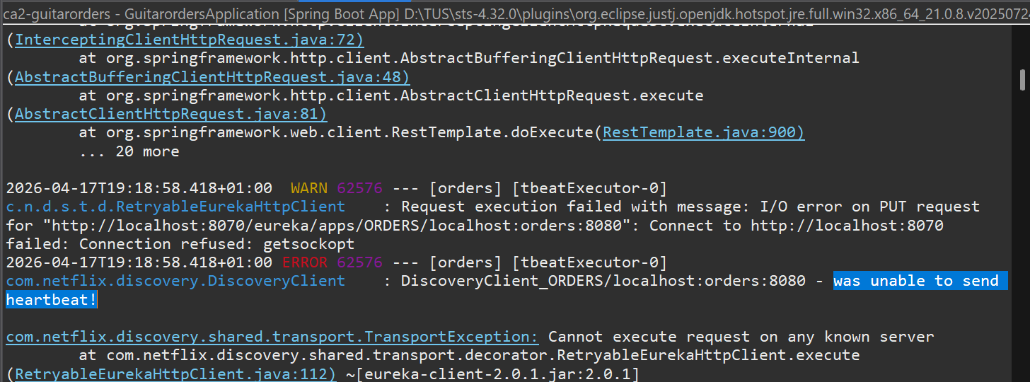 Errors when Eureka Server Stops
