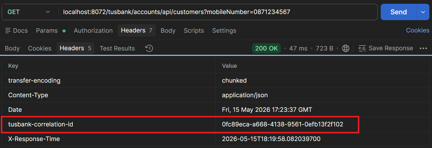 Response Header tusbank-correlation-id
