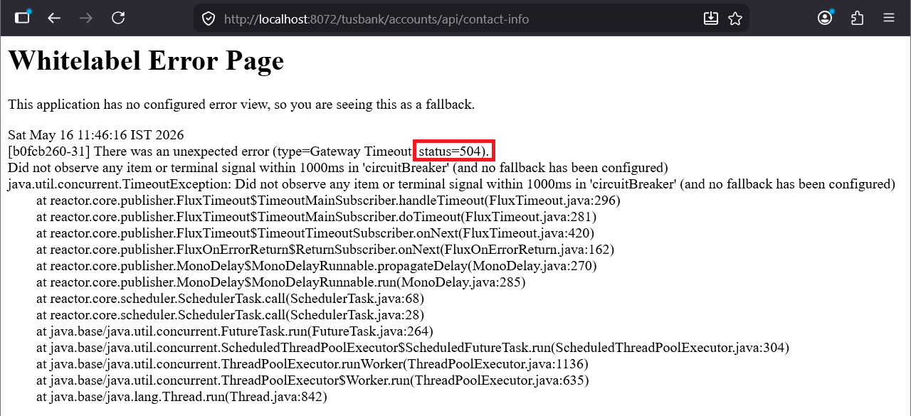 White Label Error Status 504