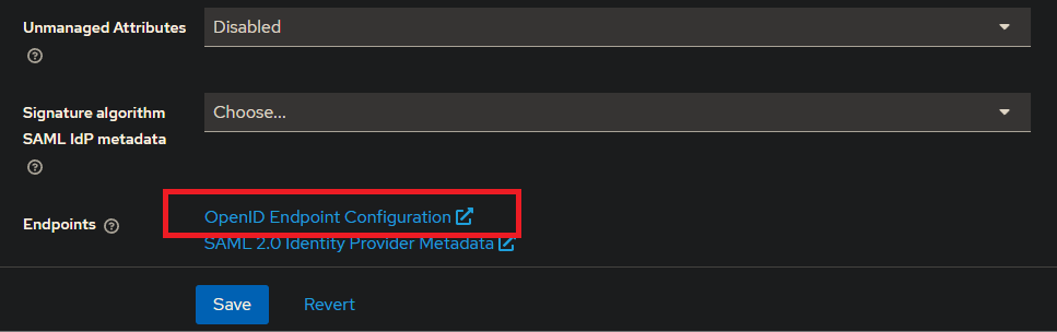 OpenID Endpoint Configuration
