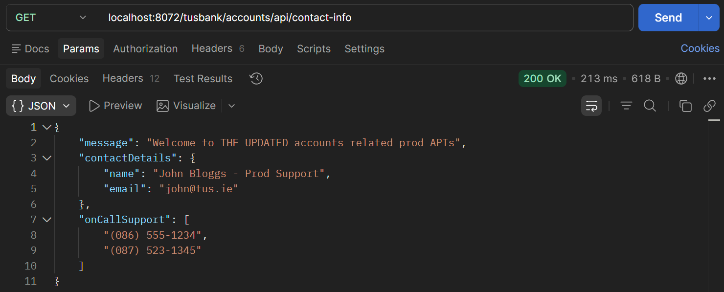 Postman Accounts Contact Info Endpoint