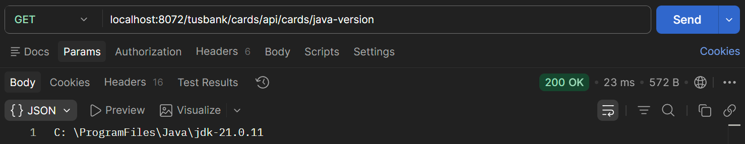Postman Cards Java Version Endpoint