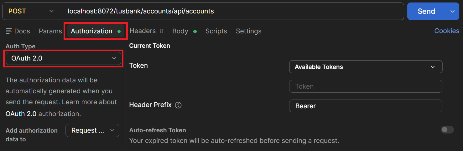 Postman OAuth 2.0 Token