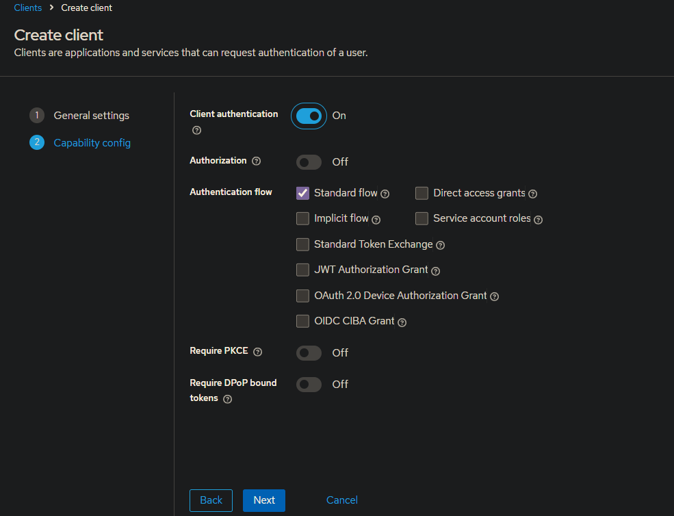 Create Client 2 Capability Config