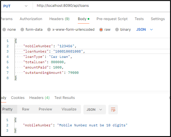 Update loan - Mobile number not 10 digits