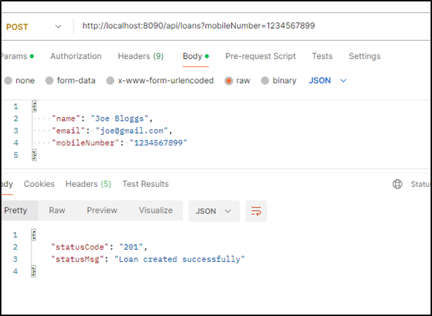 Loan created success