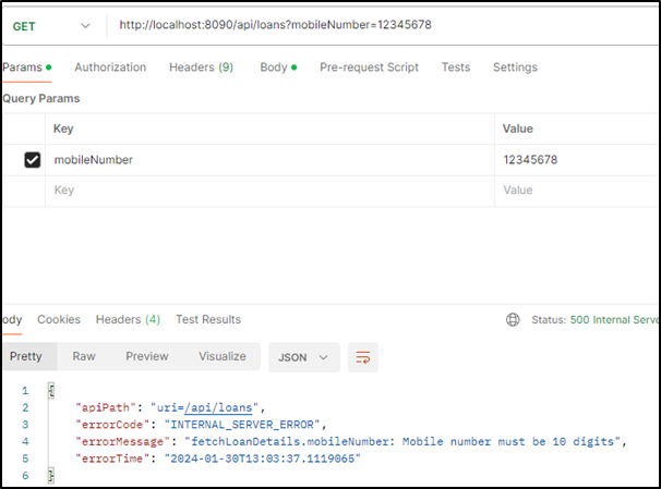 Fetching loan - mobile number not 10 digits