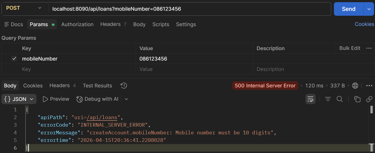 Create a loan - Mobile number too short