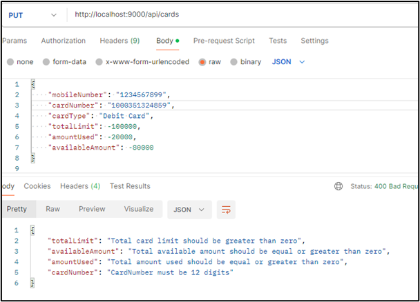 Updating loan – validation errors in data