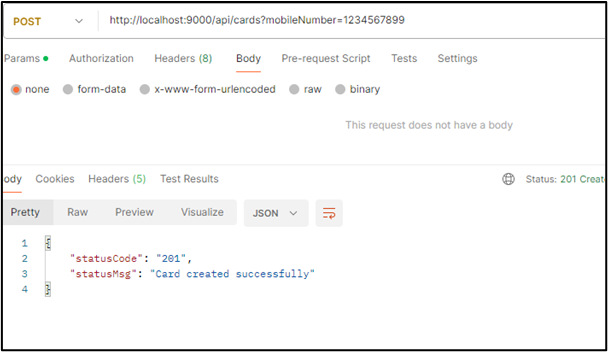 Create a card - Success